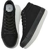 Men's White Canvas High Top Sneakers - Classic Lace-Up Walking Shoes, Light-Weight Soft Casual Tennis Shoes