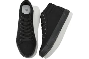 ROMINZ Men's White Canvas Shoes High Top Canvas Sneakers Classic Lace-Up Walking Shoes Light-Weight Soft Casual Shoes Tennis Shoes