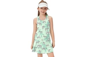 WOWENY Girls Tennis Dress Sleeveless Golf Outfit Kids Workout Sports Sets Athletic Dress with Shorts Pockets 4-14 Years