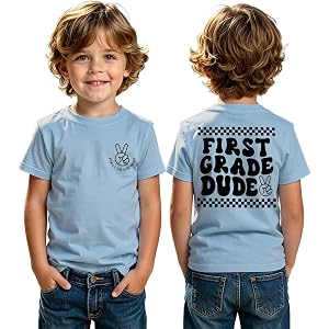 CM C&M WODRO First Day of School Shirt Boy Funny 1st 2nd 3rd Grade Dude T-Shirt Kid Back to School Gift Short Sleeve Tee Tops
