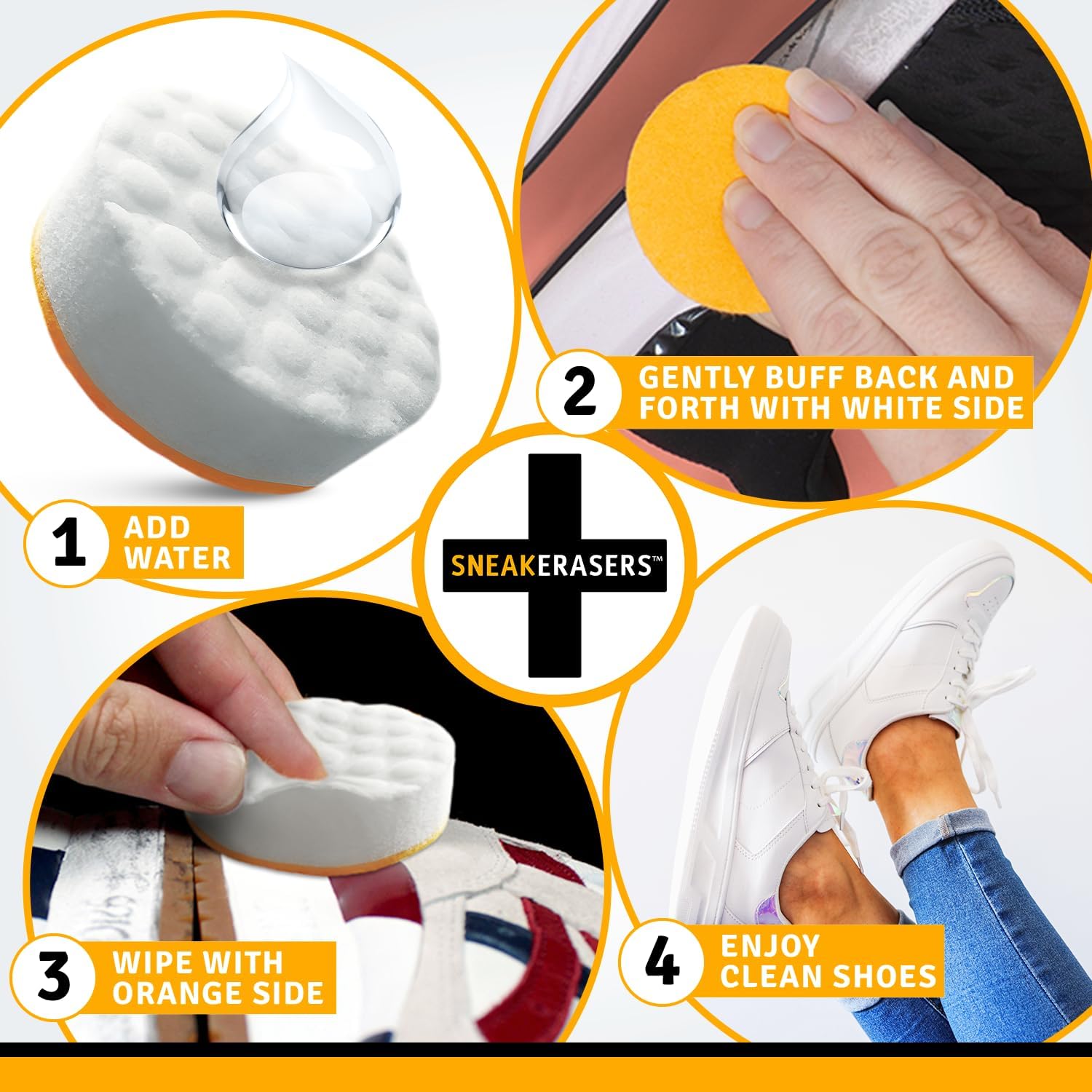 SneakERASERS SneakERASERS Instant Sneaker Cleaner, Premium Shoe Cleaning Kit for Sneakers, Dual-Sided Sponges, Effective for Tennis Shoes & Women Men Sneakers, Gentle Rub Design (10 Pack)