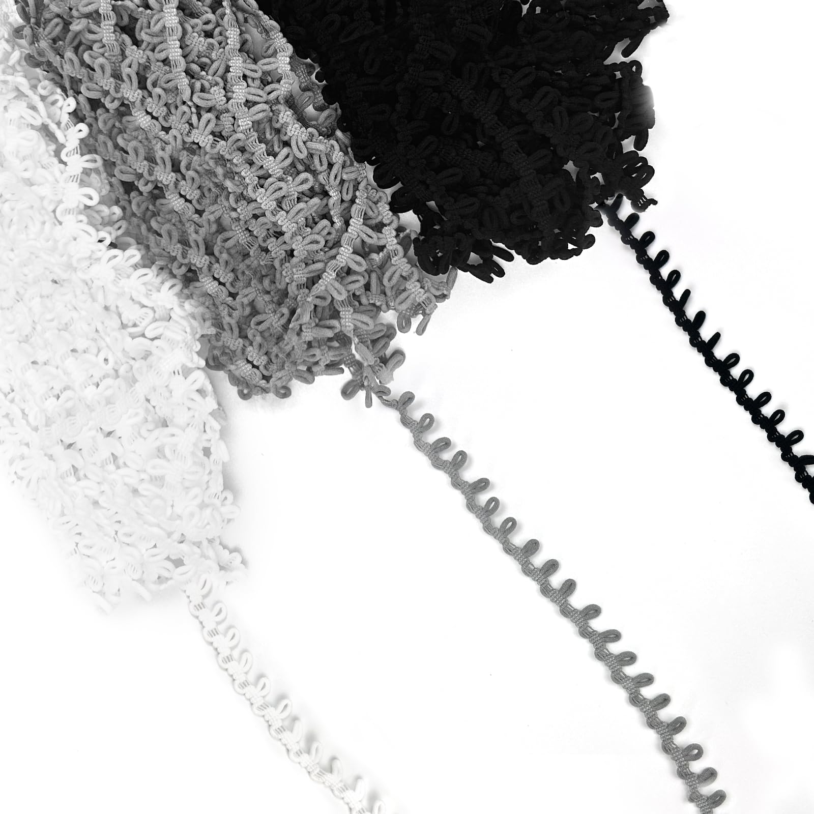 30 Yards Buttonhole Elastic, Elastic Cord with Buttonhole, Loops Sewing Buttons, Ribbon Braid Trim with Button Loops, Button Hole Looping, Buttonhole Lace Trim for Women's Collar (3 Colors)