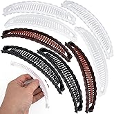 Winsyison 8pcs Banana Hair Clips, Non-Slip Large Hair Claws for Women, Vintage 90s Double Combs Hairpin Accessories for Thin Curly Straight Long Short Hairstyles- 4 Colors