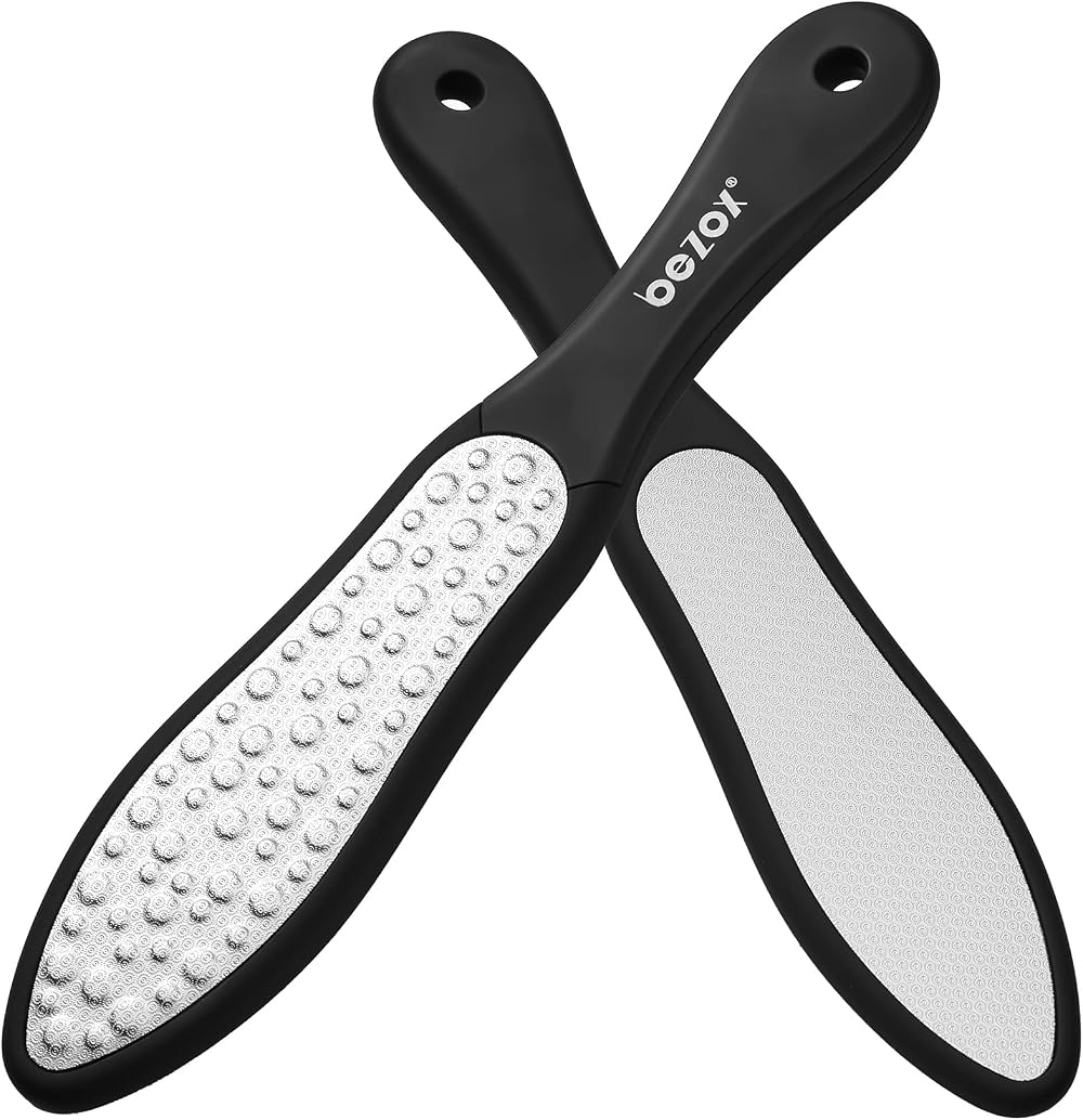 BEZOX Foot File Stainless Steel Double Side Callus Remover Soft Handle Pedicure