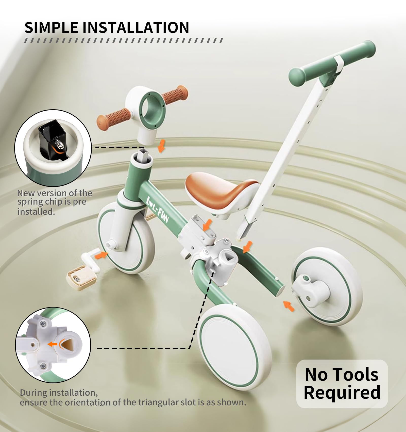 LOL-FUN 5 in 1 Toddler Tricycles for 1-3 Year Olds Boys Girls Toy, Baby Balance Bike 1 Year Old Kids Gift with Parent Steering Push Handle