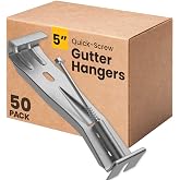 Bulder Quick-Screw 5" Gutter Hangers - Heavy Duty Hidden Gutter Brackets with Pre-Assembled Inserted Gutter Screws - Rain Gutter Parts and Accessories to Fix or Repair Sagging Rain Gutters (50 Count)