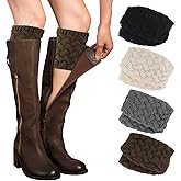 PHOGARY 4 Pairs Winter Warm Boot Cuffs for Women, Crochet Knitted Boot Socks for Gilrs Short Leg Warmers Boot Topper Socks Leg Cuffs Boot Warmers Gift for Girls (Style D)