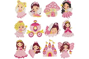 Fadgesy Kids' Paint by Number Kits,5D Diamond Stickers Kits for Kids Arts,Gift Suitable for Boys and Girls Aged 6-12,Kids and Adult Beginners (BG-Princess Castle 12pcs)