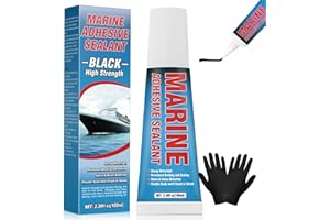 BELLISINNO Black Marine Sealant, High Bond Strength Marine Silicone Sealant, Fast Cure, UV Resistant, Waterproof Marine Adhesive for Boats, Hulls, Decks, 3.38 oz