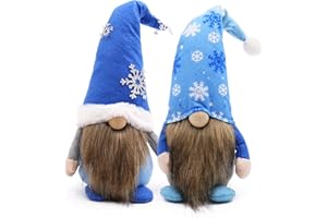 Upltowtme Snowflake Gnomes Winter Holiday Tiered Tray Decor Farmhouse Christmas Slouchy Hat Fabric Gnomes Inspired Navy Blue Snow Tomte Scandinavian Nisse for Winter Kitchen Home Decor
