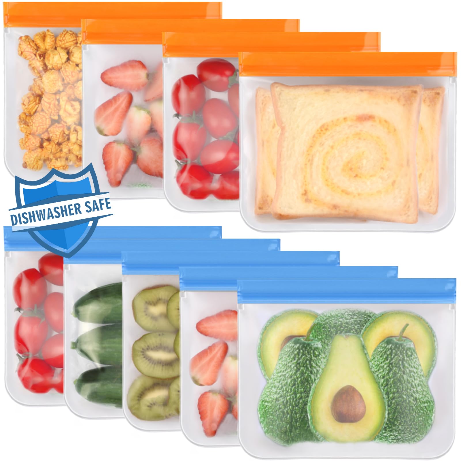 Photo 1 of Lerine 9 Pack Reusable Sandwich Bags Dishwasher Safe, BPA Free Food Storage Bags, Extra Thick Leakproof Reusable Quart Bags for Marinate Meats, Cereal, Sandwich, Home Organization