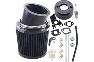 MRELC High Performance Upgraded Air Filter adapter Intake Spark Plug Kit for Predator 212cc 6.5 Hp Engine Mini Bike Go Kart Racing （Black）