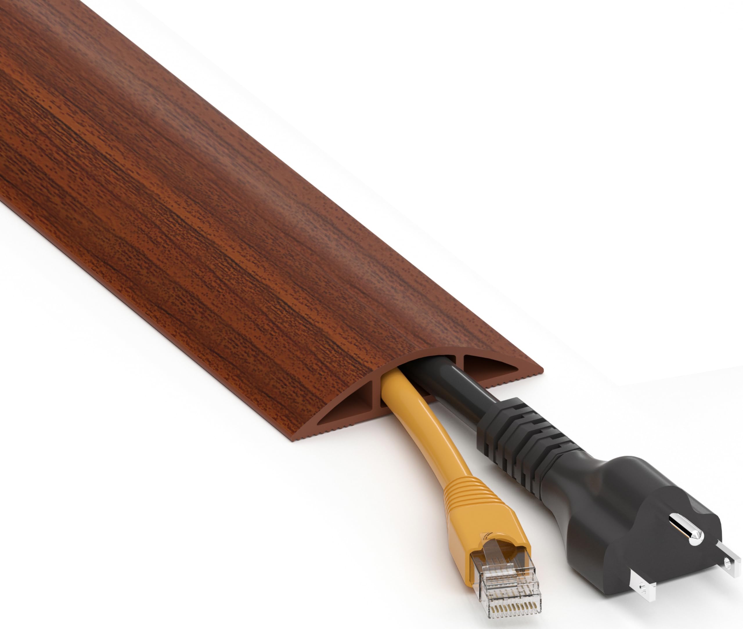 ZhiYo 6ft Floor Cord Cover, Cable Cavity 0.6" W x 0.32" H, Walnut Wood