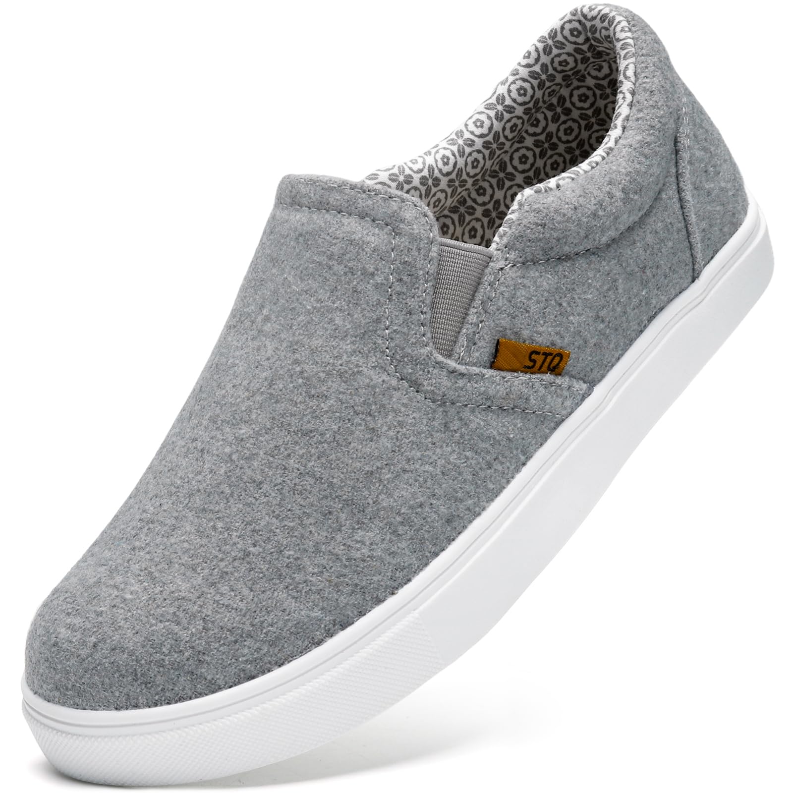 Photo 1 of STQ Womens Slip on Shoes Lightweight Business Casual Shoes Trendy Loafers for Women Light Grey Size 8.5 Wide