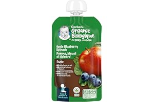 Nestle Gerber Nestle Gerber Organic Puree, Apple, Blueberries & Spinach, 128ml Pouch