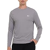 Reebok Rash Guard for Men, Long Sleeve Mens Swim Shirt, Fishing Hiking UPF+ 50 UV Protection