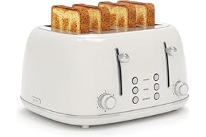Toaster 4 Slice, Retro Stainless Toaster with 6 Bread Shade Settings,1.5''Wide Slots Toaster with Cancel/Defrost/Reheat Funct
