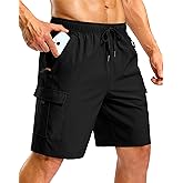 Pudolla Men's Hiking Cargo Shorts with 5 Pockets Lightweight 9" Outdoor Work Casual Shorts for Men Travel Fishing