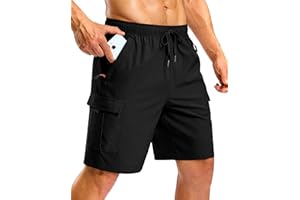 Pudolla Men's Hiking Cargo Shorts with 5 Pockets Lightweight 9" Outdoor Work Casual Shorts for Men Travel Fishing