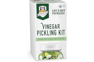 Fermentaholics Certified Organic Vinegar Pickling Kit - Easy, Quick Pickles - 2 Recipes with Perfect Pickle Spice and Kosher salt - Wide Mouth Quart Jar - Makes 3 Quarts - OU Kosher
