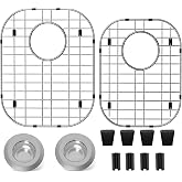 2Pack Sink Protectors for Kitchen Sink 13"x16"and 11.2"x14.5",Stainless Steel Sink Grid, Sink Rack for Bottom of Sink, Rust Resistant Metal Sink Protector with Sink Strainer (Silver