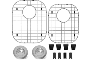 SUZLON 2Pack Sink Protectors for Kitchen Sink 13"x16"and 11.2"x14.5",Stainless Steel Sink Grid, Sink Rack for Bottom of Sink, Rust Resistant Metal Sink Protector with Sink Strainer (Silver）