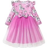 yccvoo Toddler Girls Dress Gifts: Ruffle Long Sleeve Tulle Tutu Fall Winter Casual Christmas Party Dresses for 2-7T