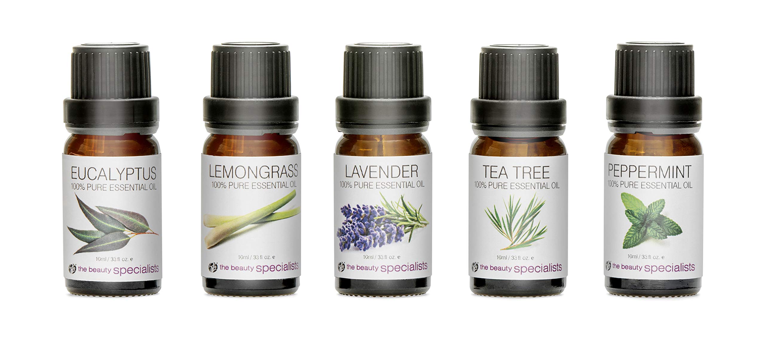 Rio Aromatherapy Essential Oils Gift Set – 5 x 10ml 100% Pure Oils (Lavender, Peppermint, Tea Tree, Lemon, Eucalyptus) for Diffusers, Humidifiers, Massage, Spa, Relaxation & Home Fragrance