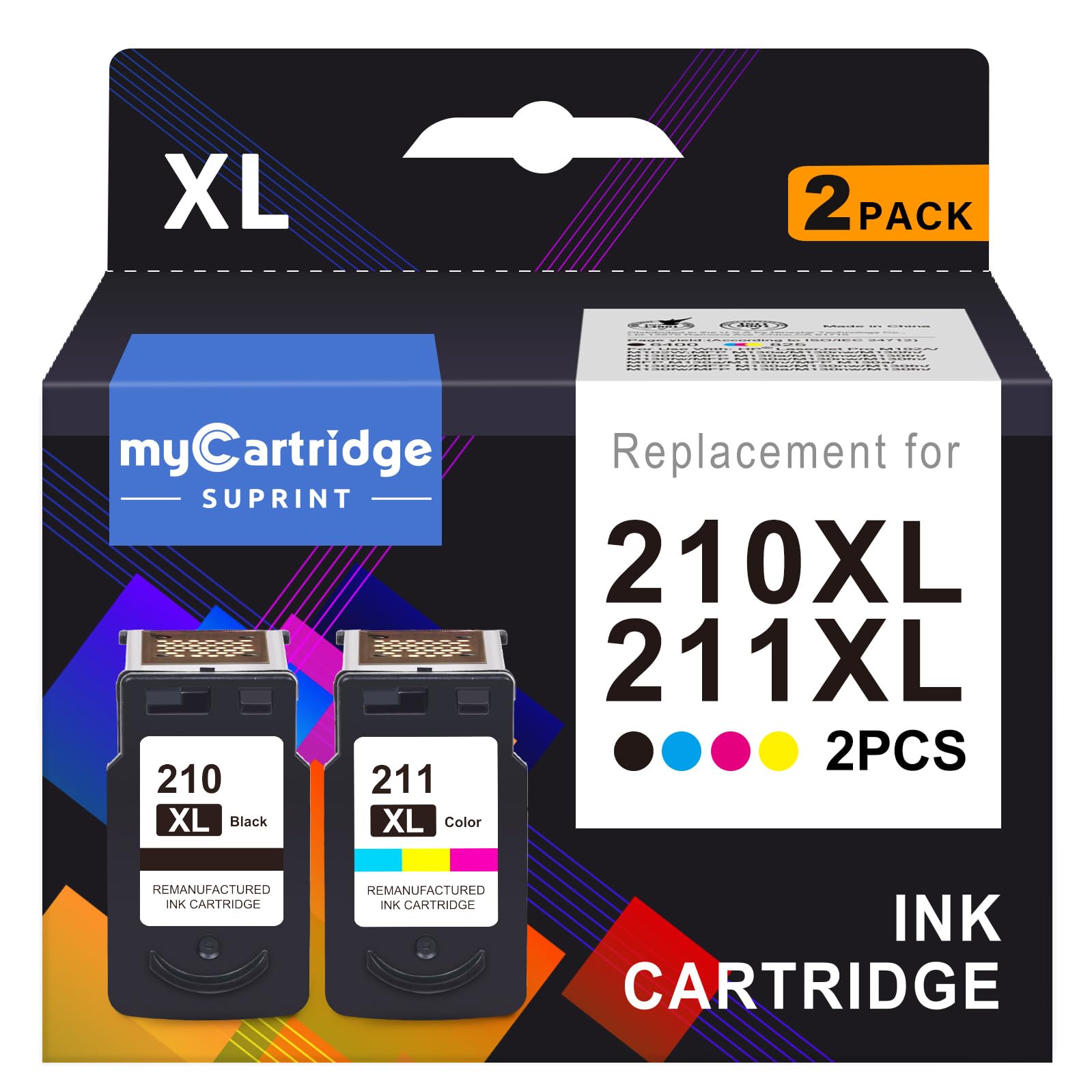 Photo 1 of 210XL 211XL Combo Pack Remanufactured Ink Cartridge Replacement for Canon 210 XL 211 XL Black Color for PIXMA MX410 IP2700 IP2702 MP240 MP250 MP495 MX340 Printer