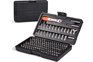 GreaTalent 133in1 Mini Ratchet Wrench Screwdriver Bit Set with 1/4" Hex Shank Phillips/Pozidriv/Hexagon/Torx/Slotted/Square Bits, 36-Tooth Gear, Magnetic Bit Holder, 90 Degree Drive Handle