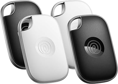 Tile Pro - Localizador Bluetooth potente, localizador de chaves e localizador de objetos para chaves, sacos e mais. Compatível com iOS e Android. Pack de 4 (Preto/Branco)