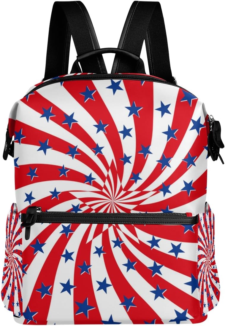 red white and blue backpack