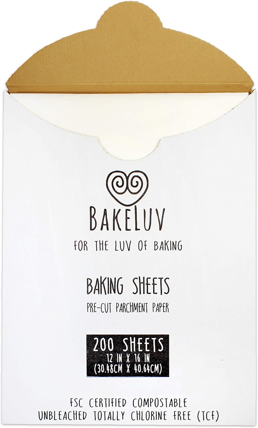 BakeLuv Parchment Paper for Baking Sheets 12x16 Inches | White 200 Pcs | PreCut Non-Stick Unbleached | Ideal for Half Sheet Baking Pan | 266 Sq. Ft. Equivalent