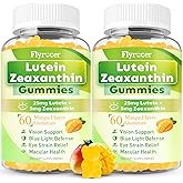 Sugar Free Lutein Gummies 25mg, Lutein and Zeaxanthin Supplements for Eye Health, 13-in-1 Eye Care Formula with Omega-3 Bilberry Saffron-Vision Health, Eye Strain, Dry Eyes, Vegan Mango Flavor 120 Ct