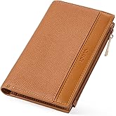 CLUCI Small Wallet for Women PU Leather RFID Wallet Blocking Designer Bifold Ladies Wallet Card Holder Brown