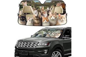 GENANY Cat Group Funny Windshield Sun Shade for Car SUV Truck (55x30 Inches), Car Sun Shade Windshield, Car Shades for Front Windows, Sunshade for Car Windshield, Protector Blocks UV