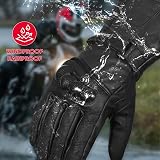 SAWANS Leather Motorcycle Gloves Hard Knuckle Thinsulate Windproof Waterproof view 5