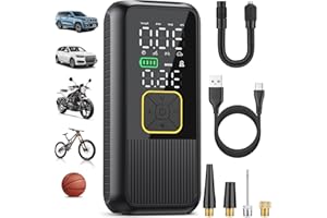 Tire Inflator Portable Air Compressor - 150PSI Air Pump for Car Tires, Bikes, Motorcycles & More - Portable Tire Inflator for