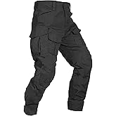 MERJAZ Tactical Pants for Men Water Resistant Hiking Pants Camo Cargo Pants with 10 Pockets No Belt and Kneepad