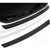 Moteloor Rear Bumper Guard, Carbon Fiber Anti-Scratch, No-Drill | Carbon fiber leather rear bumper guard, 35.42x3.14in, waterproof, stain-proof, UV-resistant, non-yellowing, no edge curling