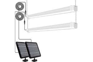 hykolity Solar Powered Shop Light with Motion Sensor, 3FT 17W (100-Watt Equivalent),Integrated LED IP65 Waterproof Outdoor Motion Sensor Shop Light for Garage, Barn, House - 2 Pack