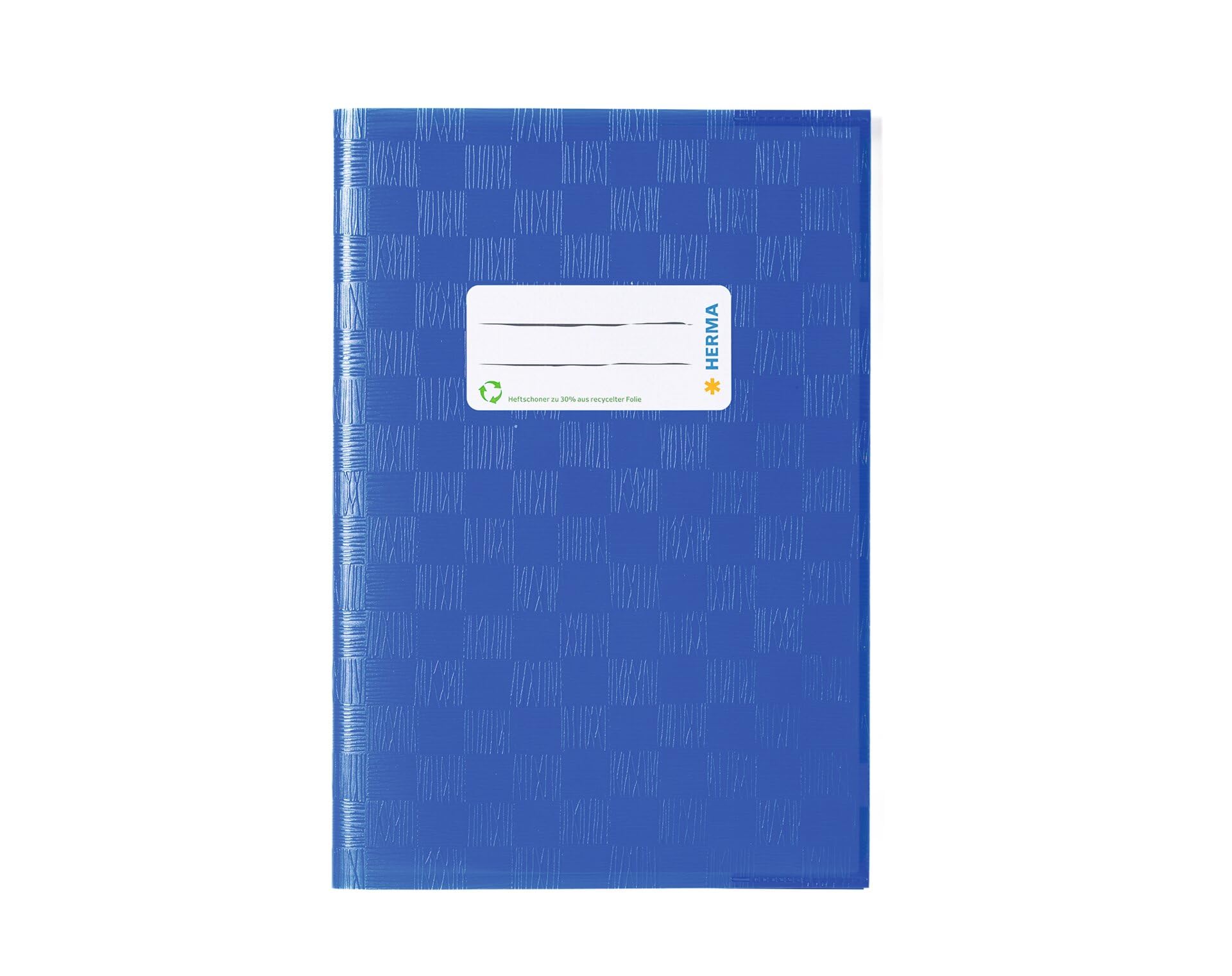 HERMA 7423 Notebook Covers A5 Raffia Blue, Pack of 25, Book Covers with Label & Raffia Structure Made of Durable & Wipe-Clean Polypropylene Film, Notebook Cover Set for School Notebooks, Coloured