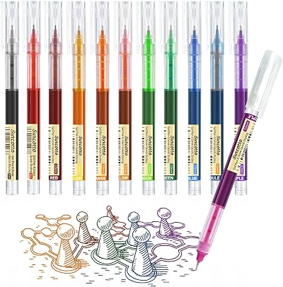 Surcotto 12-Pack 0.5mm Gel Pens Multicolor Ultra-Fine Quick-Dry Ink