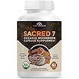 Naturealm Sacred 7 Organic Mushroom Extract Capsules - Premium 7 Mushroom Complex with Lions Mane, Reishi, Chaga - USDA Organic Immune Support & Focus - 180 Vegetarian Capsules