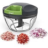 Ibergrif Manual Food Processor Vegetable Chopper, Portable Onion Chopper Garlic Mincer with Hand Pull String Cutter for for Veggies, Ginger, Fruits, Nuts, Herbs, 500ml, for Kitchen, Camping, RV, M501