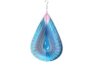 LJlifArt Wind Spinner Blue Water Drop 12 Inch 3D Stainless Steel Worth Gift Laser Cut Hanging Wind Spinners Metal Kinetic Yard Art Decorations Indoor/Outdoor Décor