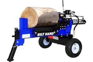 BILT HARD 20-Ton Gas Log Splitter, Hydraulic Wood Splitter with 7 HP 209cc OHV Engine, Towable Hitch, 13" Pneumatic Tires, 2 Stage Gear Pump, Steel Wedge, Firewood Splitting Machine