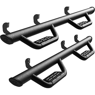 DTM Black Textured Die-Cast Aluminum Nerf Side Step Bars For SUV Truck Pickup - 2 Pack