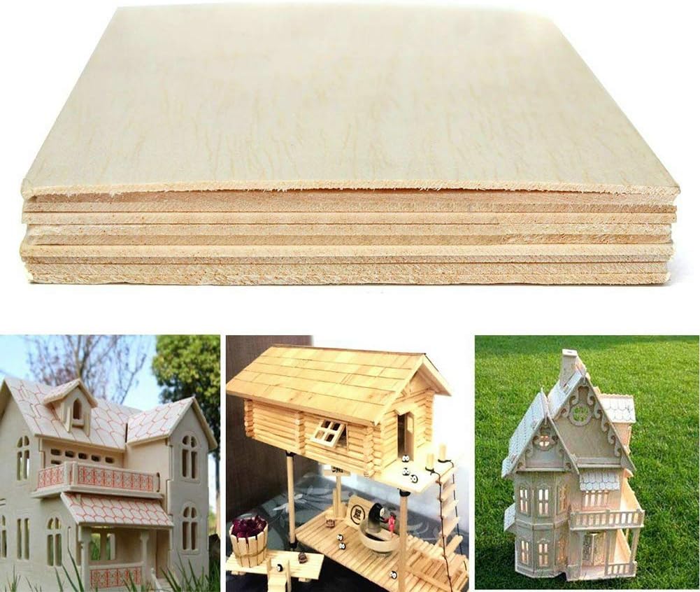 LTKJ 10pcs Wooden Plate Model Balsa Wood Sheets for DIY House Ship Aircraft Light (200x100x2mm)