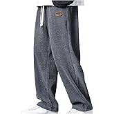 RoseSeek Men's Baggy Pants Tie Front Drawstring Waist Corduroy Pants Casual Loose Straight Leg Pants Trousers